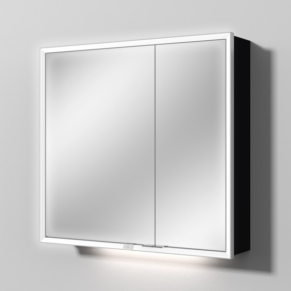 Sanipa Reflection Spiegelschrank MILO 80 mit LED-Beleuchtung, Schwarz-Matt, AU03208