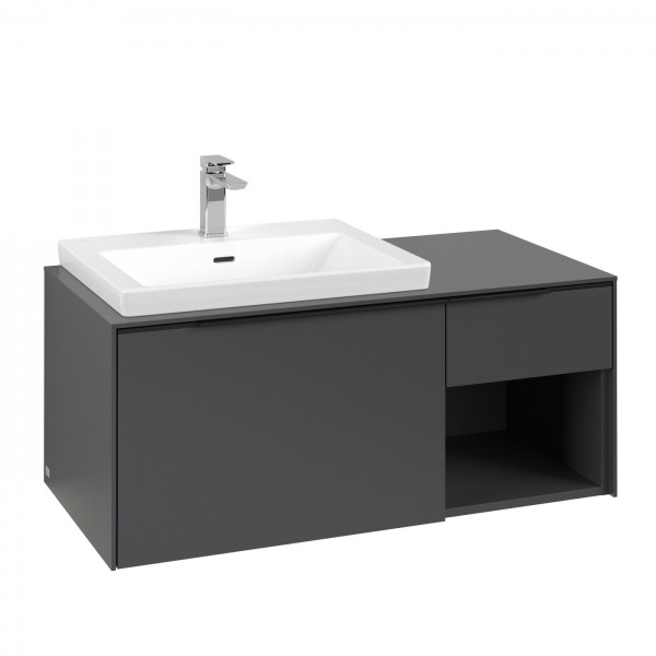 Villeroy & Boch Subway 3.0 Waschbeckenunterschrank, mit Beleuchtung, 2 Auszüge, 1001 x 423 x 500 mm,